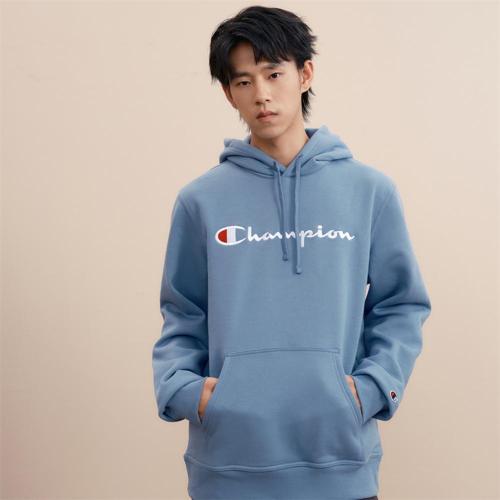 Champion FW24 Script Shop Sweatshirt Unisex Blue U4CSWEM011