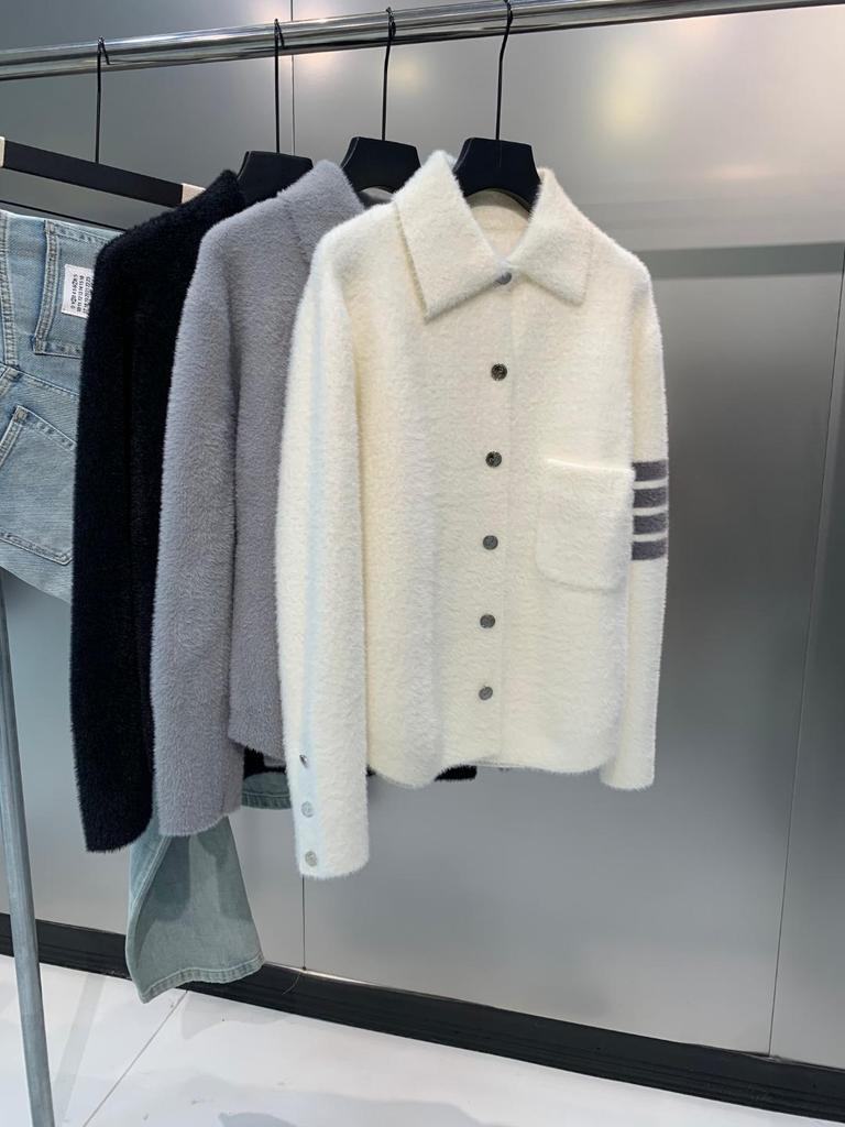 Autumn/Winter Four-Bar Stripe Loose Cardigan