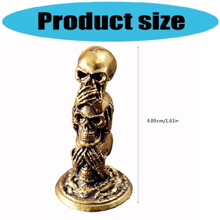 Mysterious Brass Skull Stack Statue Set Figurine Decorative Office Desk Decoration Halloween Theme Gift Accessory