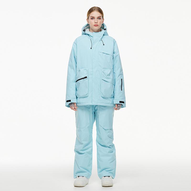 Мужской и женский лыжный костюм для улицы, зимний теплый костюм для сноуборда, водонепроницаемый, ветрозащитный, комплект куртки и брюк для катания на лыжах, большой размер, дышащий, утепленный сноубордический костюм