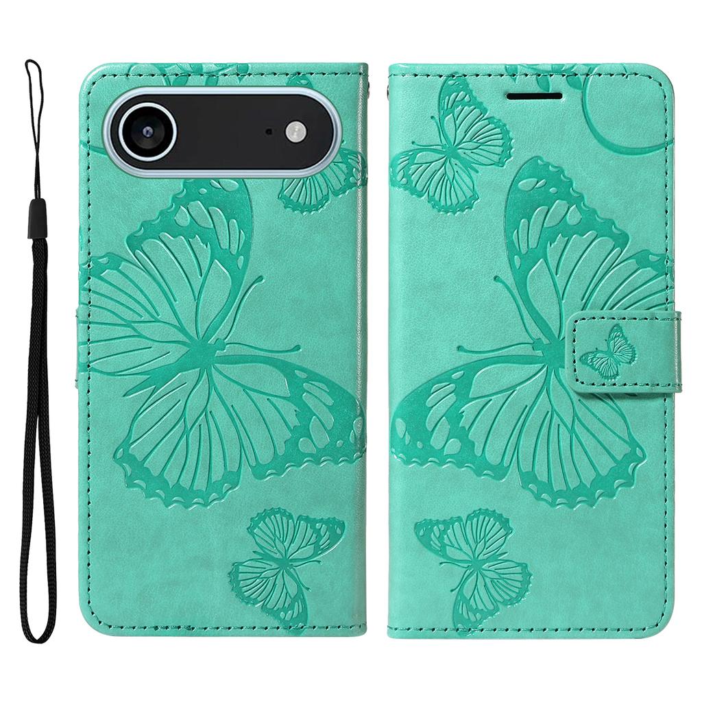 For iPhone 17 Air Wallet Case Floral Butterfly Imprinted Leather Phone Cover Stand