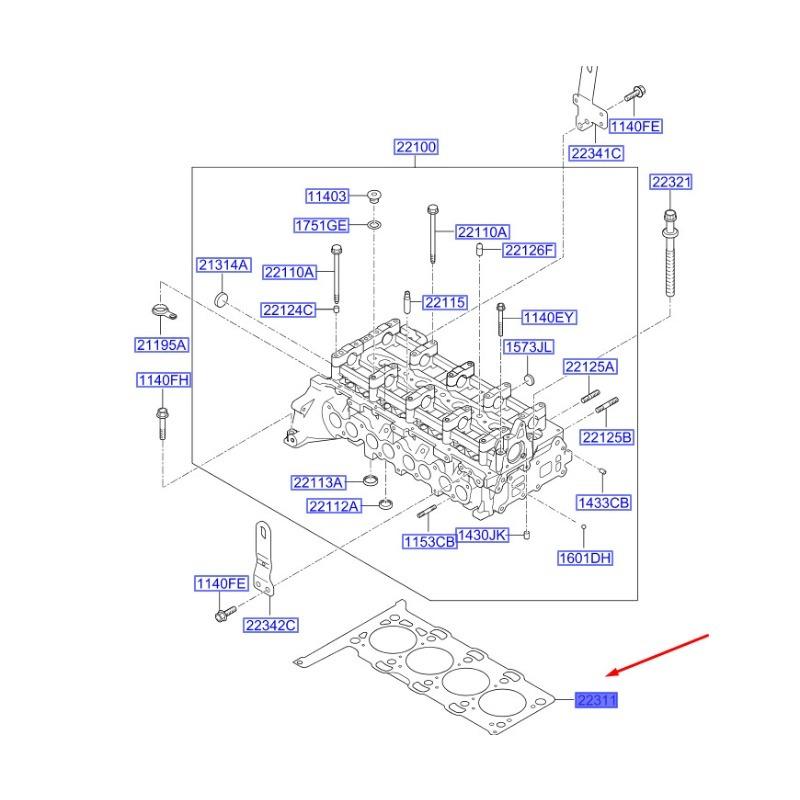1pcs 223112F650 22311-2F650 J223112F660 Engine Parts Oint De Culasse Cylinder Head Gasket FOR KIA 2001-2025 SORENTO MK3