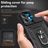 For iPhone 16 Case Ring Holder Kickstand Camshield PC+TPU Phone Cover