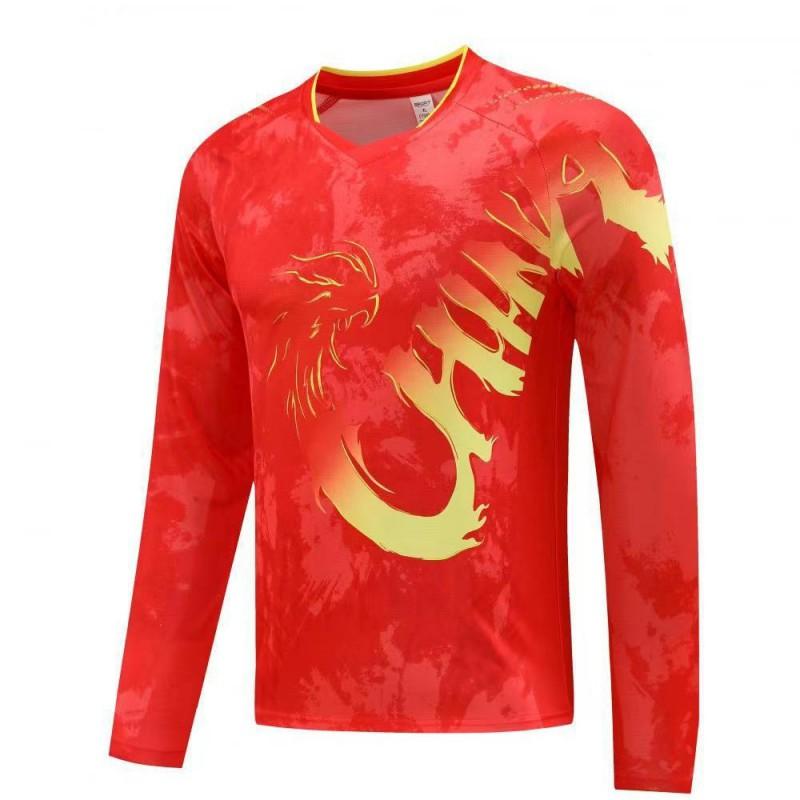 Unisex Long Sleeve Sport Training Top Badminton Table Tennis Winter Practice Wear Custom