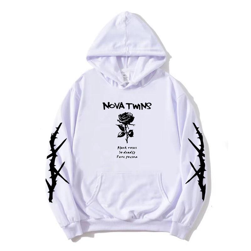 Худи Nova Twins BLACK ROSES с длинным рукавом, модная толстовка с принтом, осенний флис, женская, мужская, пуловеры, графическая одежда