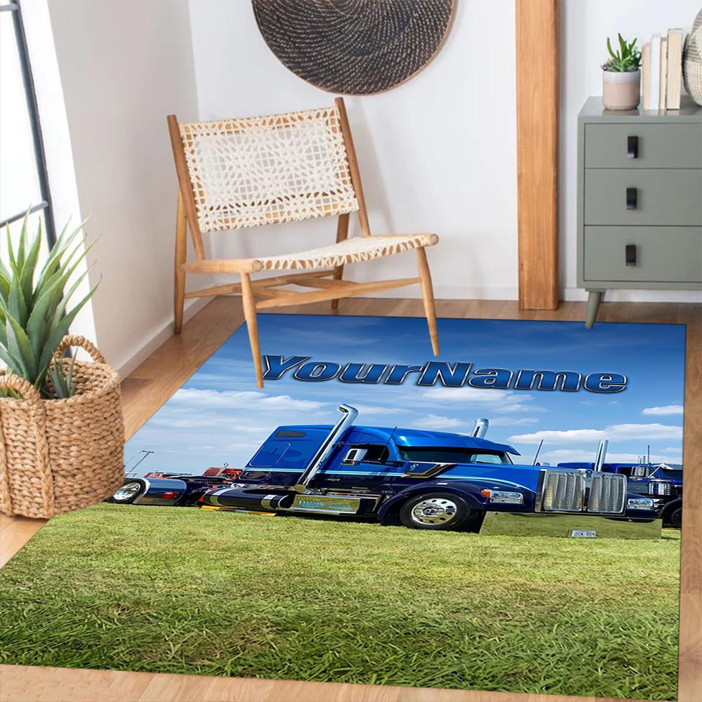 Kw Heavy Trucks Customizable Name Floor Rug Office Rug Suitable for Bedrooms Balcony Playrooms Study room Antislip Carpet Anime Office Decor