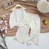 Girls Summer Korean Style Set of Small Children In Lace Sleeveless Undershirt + Wide-legged Pants Breathable Comfortable Leisure Two-piece Set