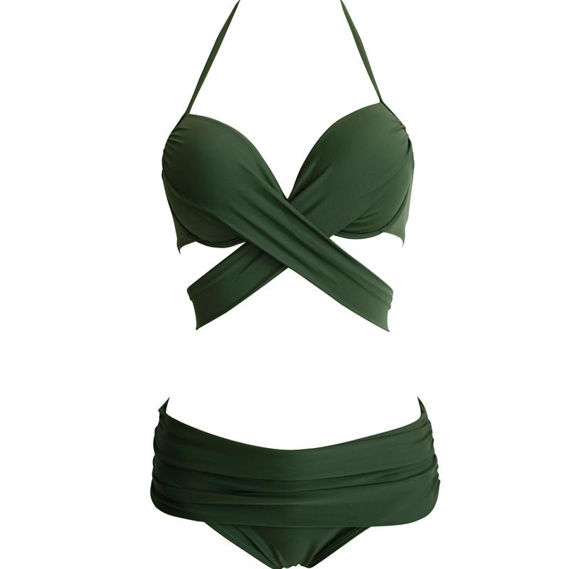 New hot-selling Korean sexy split small breasts gather steel tray three-point bikini hot spring vacation swimsuit