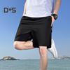 Мужские спортивные шорты, однотонные, прямые, с эластичной резинкой на талии, повседневная одежда, карманы на молнии, ретро, ​​тонкие летние шорты выше колена, мужская одежда