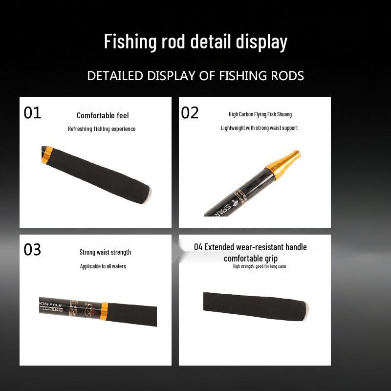 Ультралегкое углепластиковое телескопическое удилище 19 секций - Короткое складное удилище 43 см