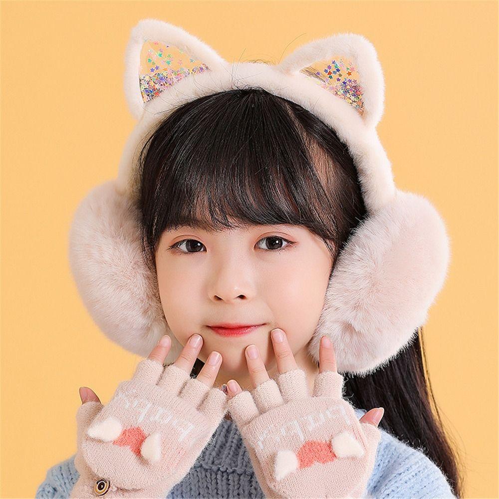 Soft & Warm Ear Warmers Foldable Ear Covers Outdoor Animal Earmuffs for Kids Girls