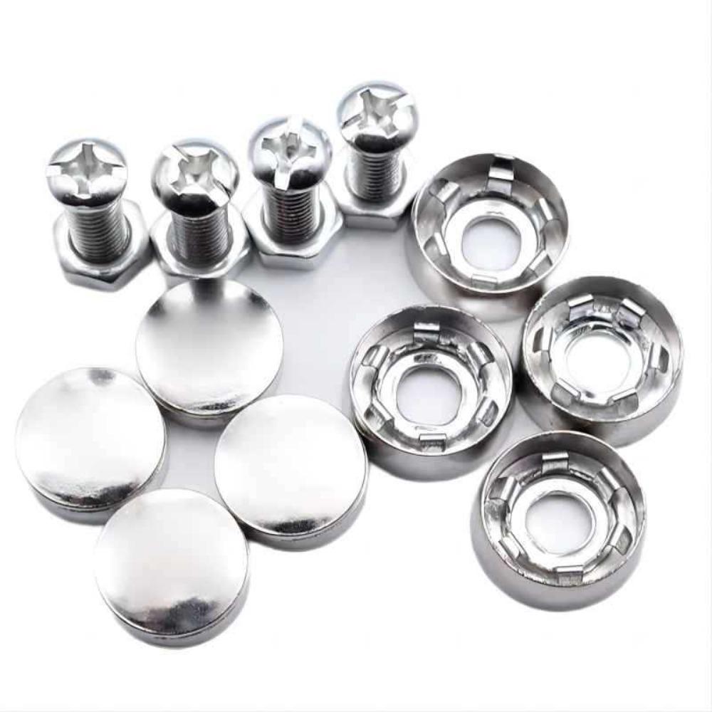 Alloy Chrome Anti-theft Screws Circular Number Plate Fixing Nut Trendy Car License Plate Bolts
