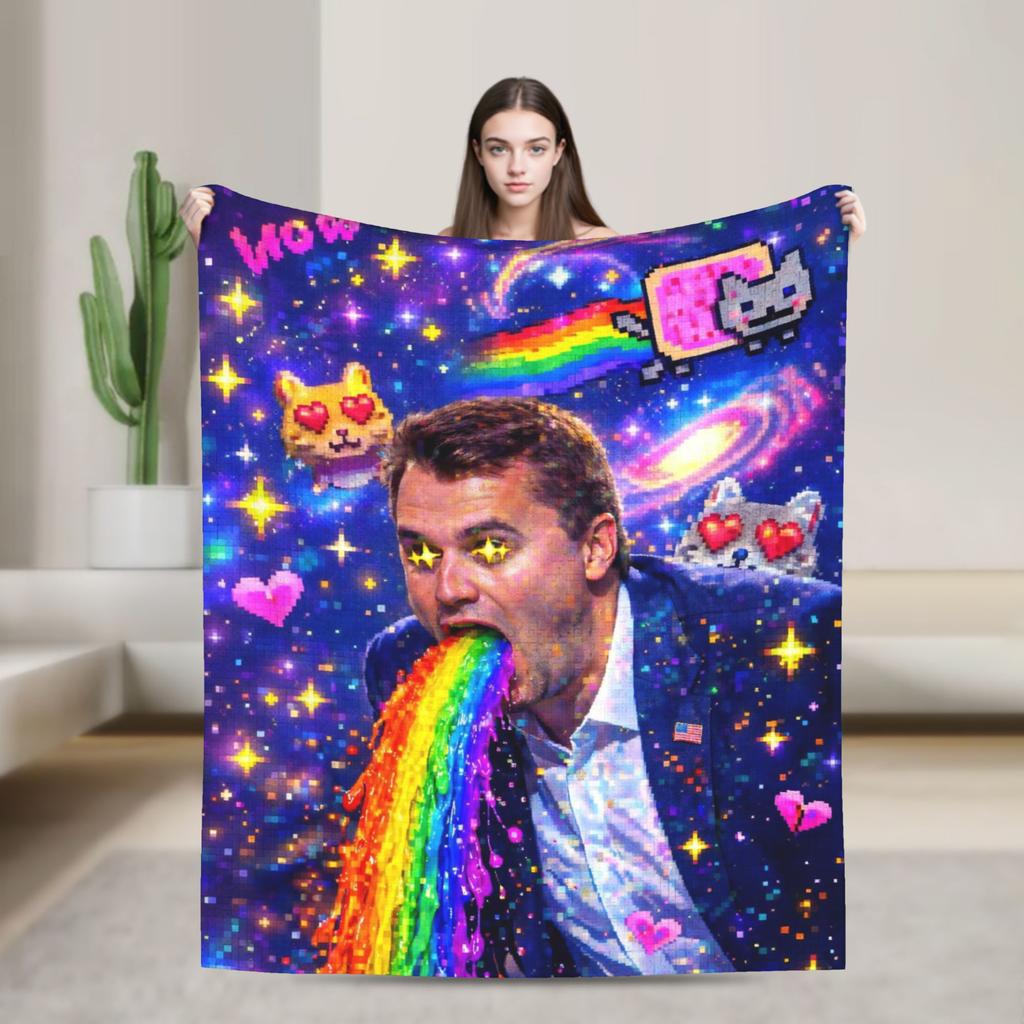Charlie Kirk Creative Meme Funny Blankets Velvet Printed Blue Baby Multifunction Lightweight Throw Blankets for Home