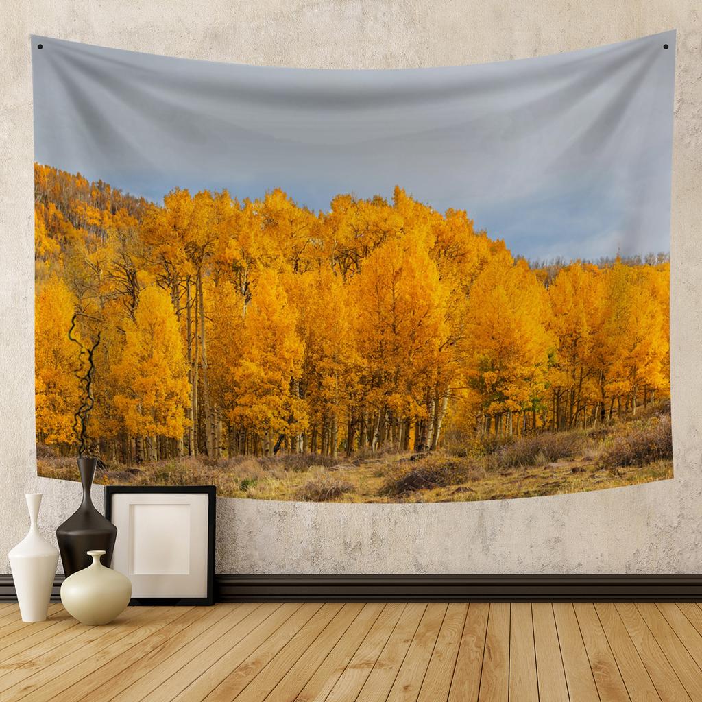 Autumn Forest Tapestry Wall Hanging Natural Fallen Leaves Landscape Hippie Tapestry Colorful Living Room Hanging Wall Tapestry