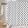Water Repellent Fabric Shower Drapes Polka Dot Curtain with Hooks, Waterproof Bathroom Curtain, Retro Bath Hotel Quality Polyester Curtains