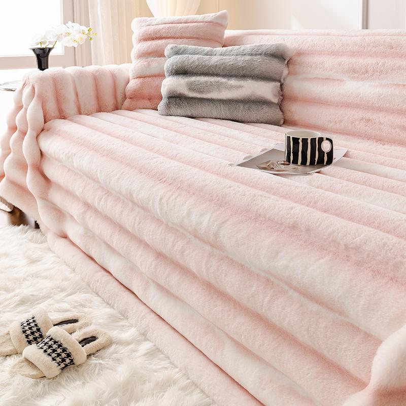 Cream Wind Rabbit Plush Sofa Cover Thick Warm Blanket Sofa Cushion Anti-slip One-piece Sofa Towel