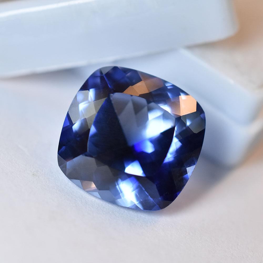 19 Ct Natural Ceylon Sapphire Blue Square Cushion Cut Loose Gemstone