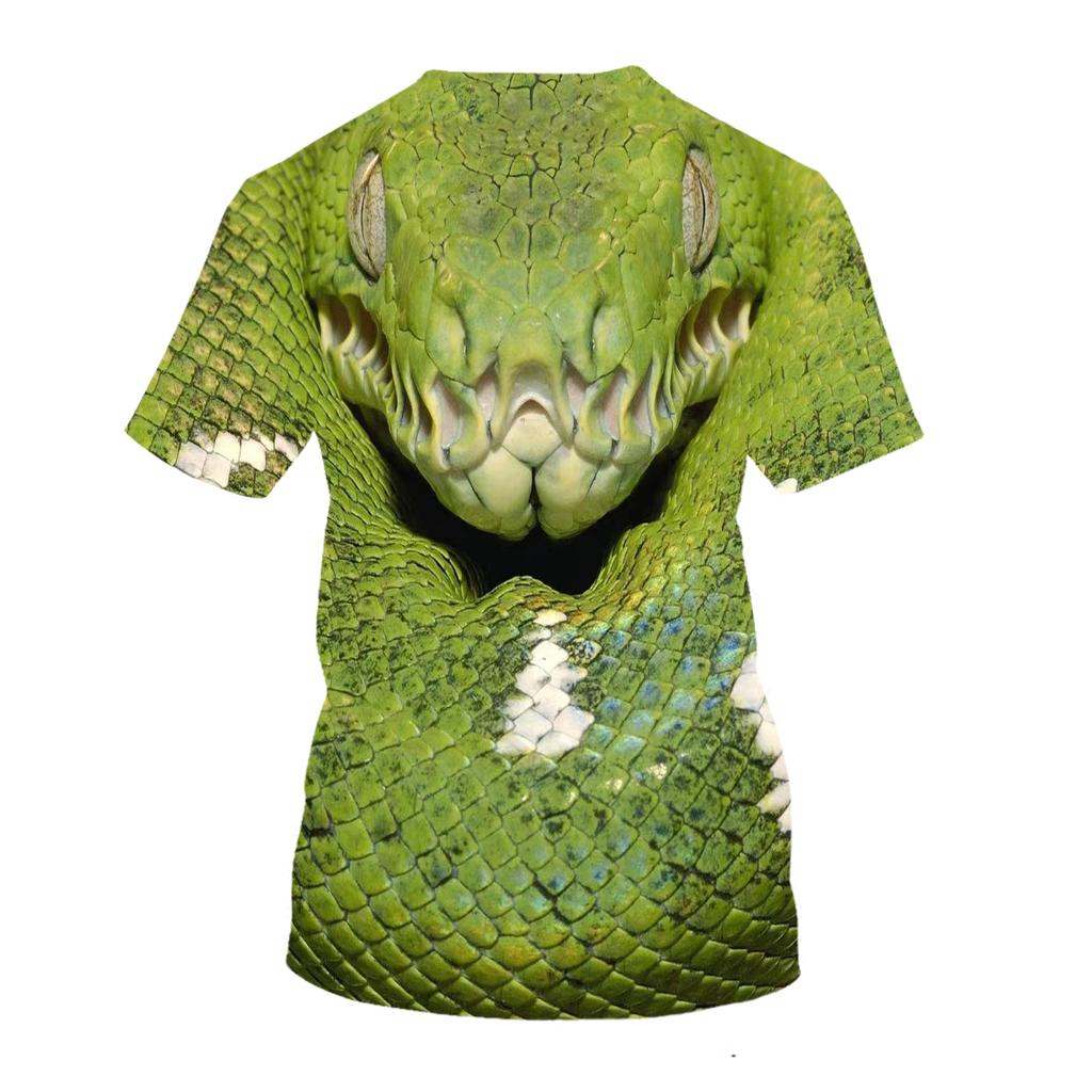 Summer Animal Snake Head Round Neck T-shirt 3D Digital Print Top Loose Casual Men's Short Sleeve Tee Shirts