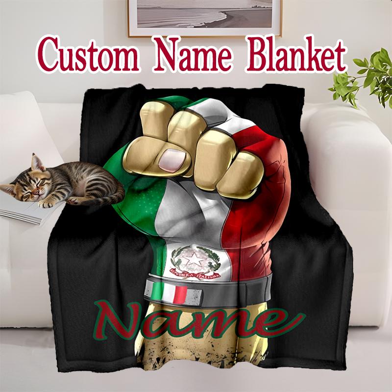 1pc Black Power (1) Blanket, Home Printed Throw Blanket - Soft Blanket Gift for Family, Washable Sofa Bed Blanket