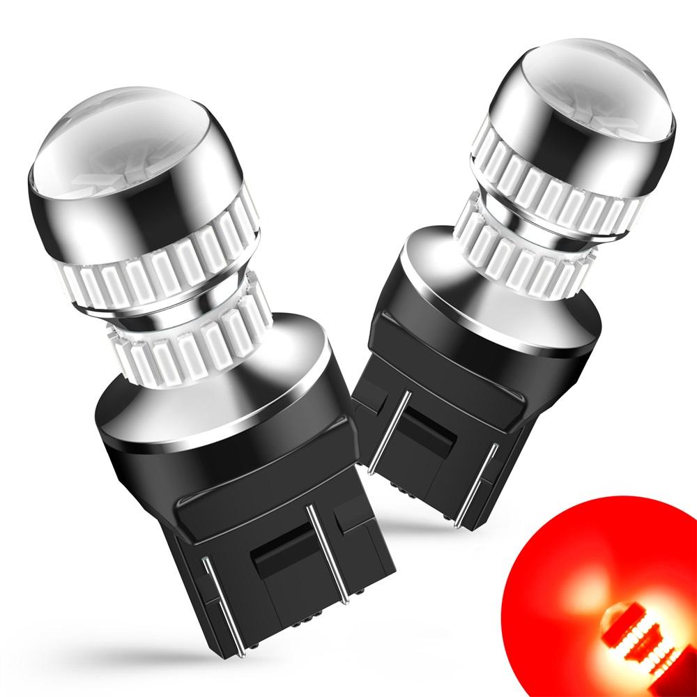 AUXITO 2Pcs 7443 W21/5W T20 LED Bulb Lights With HD Projector LENS 6000K White Red Yellow Amber 7440 For Car Reverse Tail Lamp