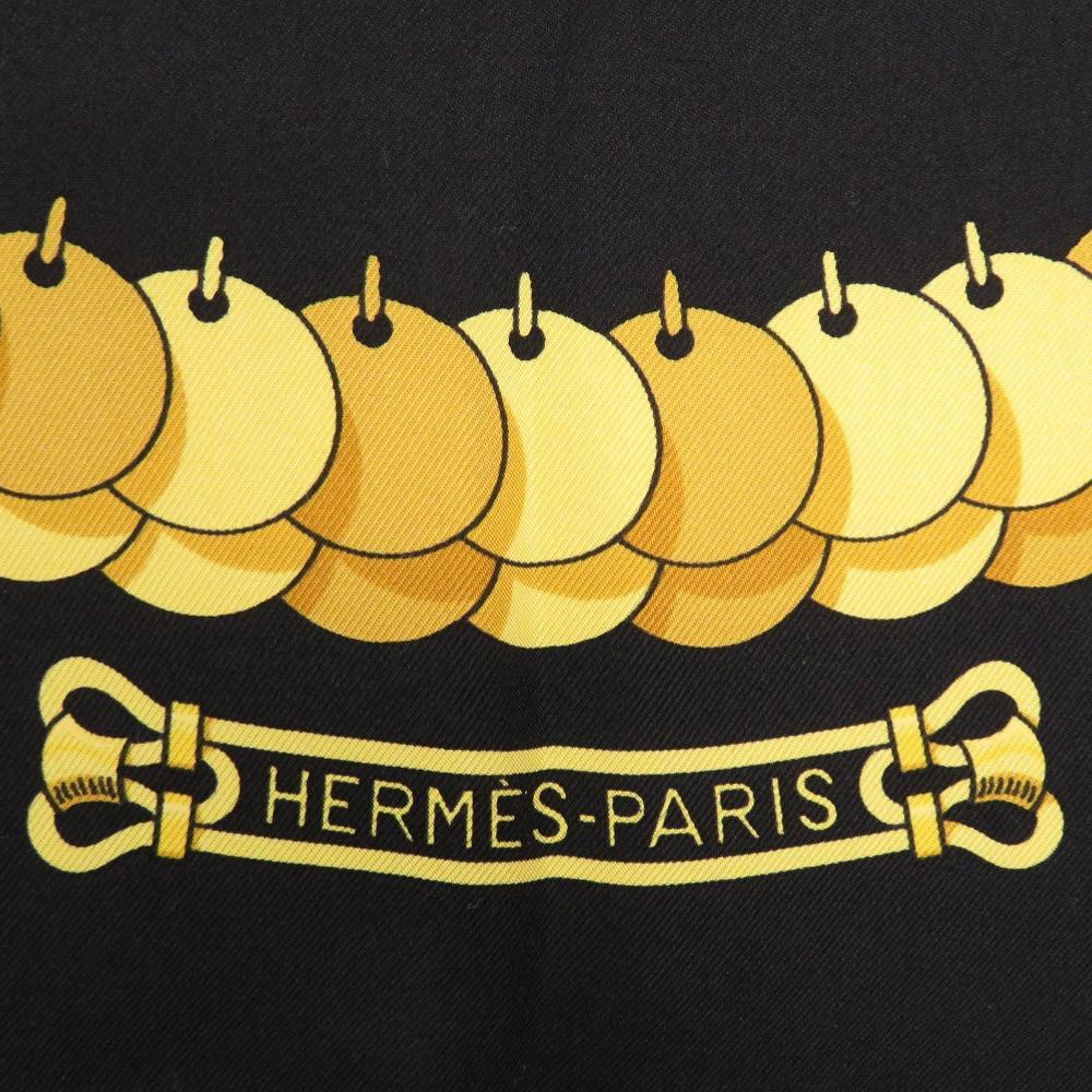 [Б/У] Отличное состояние Шарф Hermes Carre 90 KOSMIMA Космический Черный Шелковый 1437 HERMES