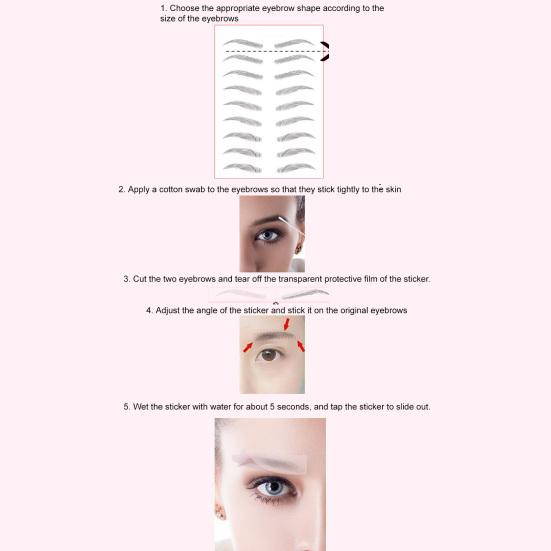 1 лист наклеек для бровей, различные формы, эффект 3D на водной основе, полуперманентные, в форме арки, водостойкие, как волоски, переводные наклейки для бровей