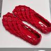 Sheepskin Version~ French Woven Mesh Hollow Flat Bottom Round Head Summer Sandals Fashion Pig Cage Shoes Red