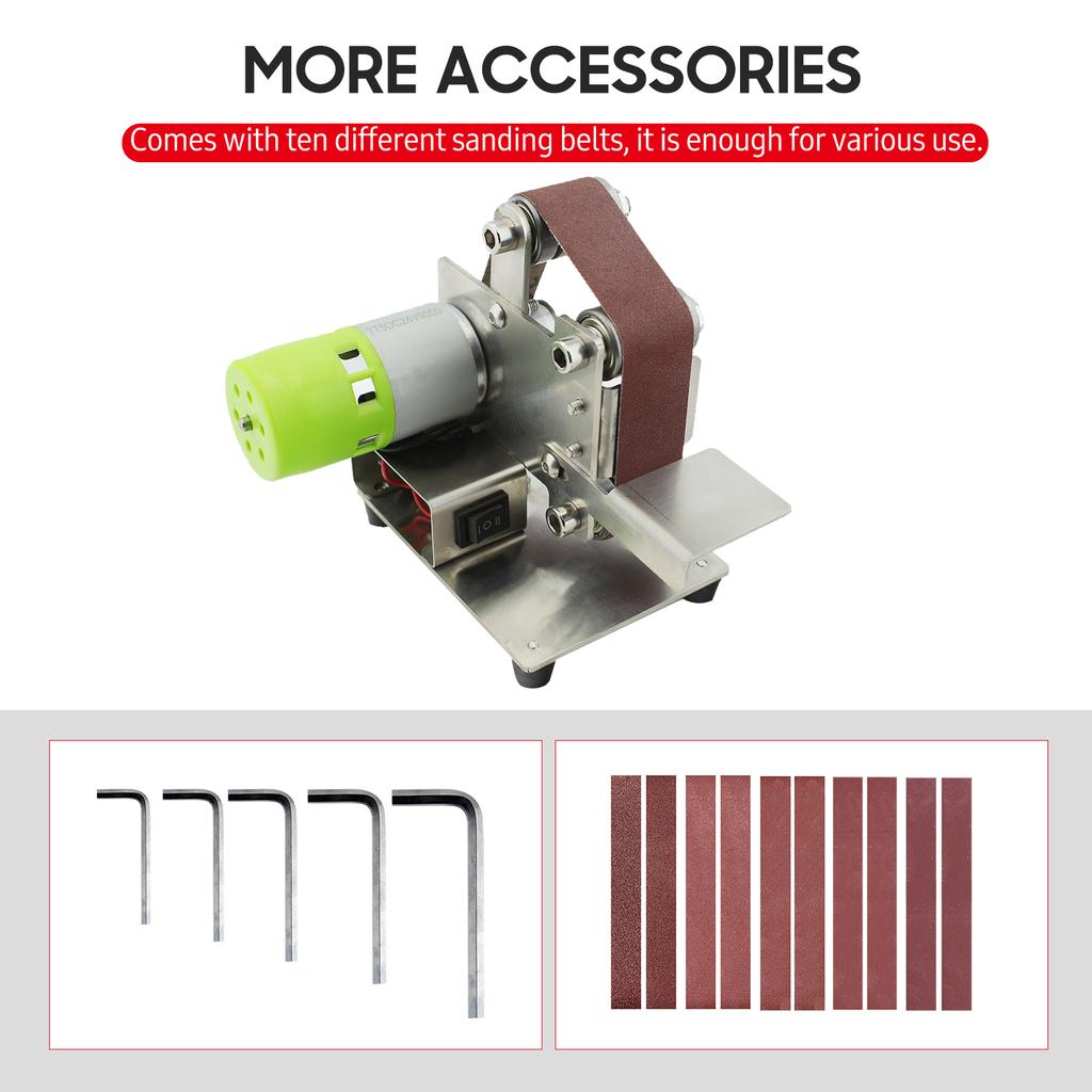 Belt Sander Electric Sanding Polishing Grinding Machine 7   Speed with 10 Sanding Belts for Polishing Wood Acrylic Metal (Belt Size: 30*33