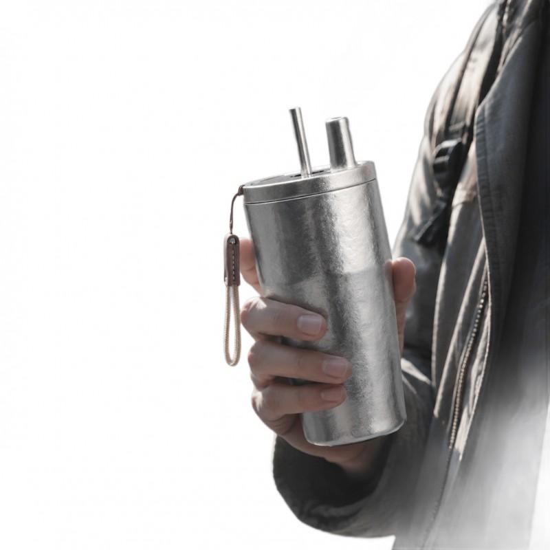 Pure Titanium Insulated Travel Mug 500ml With Straw Lid Portable Vacuum Flask Office Car Outdoor Use