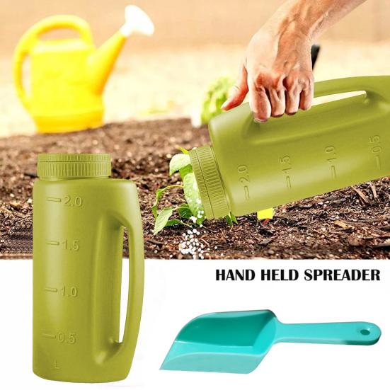 Ручной разбрасыватель соли 2 л Разбрасыватель удобрений с регулируемыми режимами открытия Ручной разбрасыватель с совком