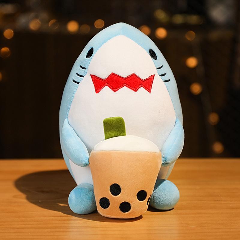 Creative Simulation Shark Bear Cat Hug Milk Tea Fluffy Cute BubbleTea Doll Stuffed Animals Funny Christmas Birthday Gift