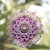 1pc 3D Pink Purple Mandala Wind Chime - Intricate Metal Hanging Spinner for Garden and Patio Decor, Outdoor Ornament with Floral Patterns
