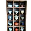 Wall-Mounted Solid Wood Curio Display Shelf – Grid Storage Rack for Teacups & Master Cups