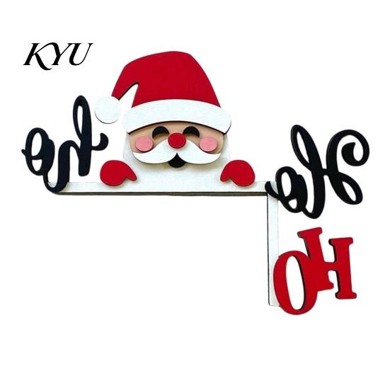 Gingerbread House Decor Christmas Wooden Door Corner Sign, L Shaped Festive Hanging Ornament Indoor Holiday Wall Art for Party, Santa Reindeer