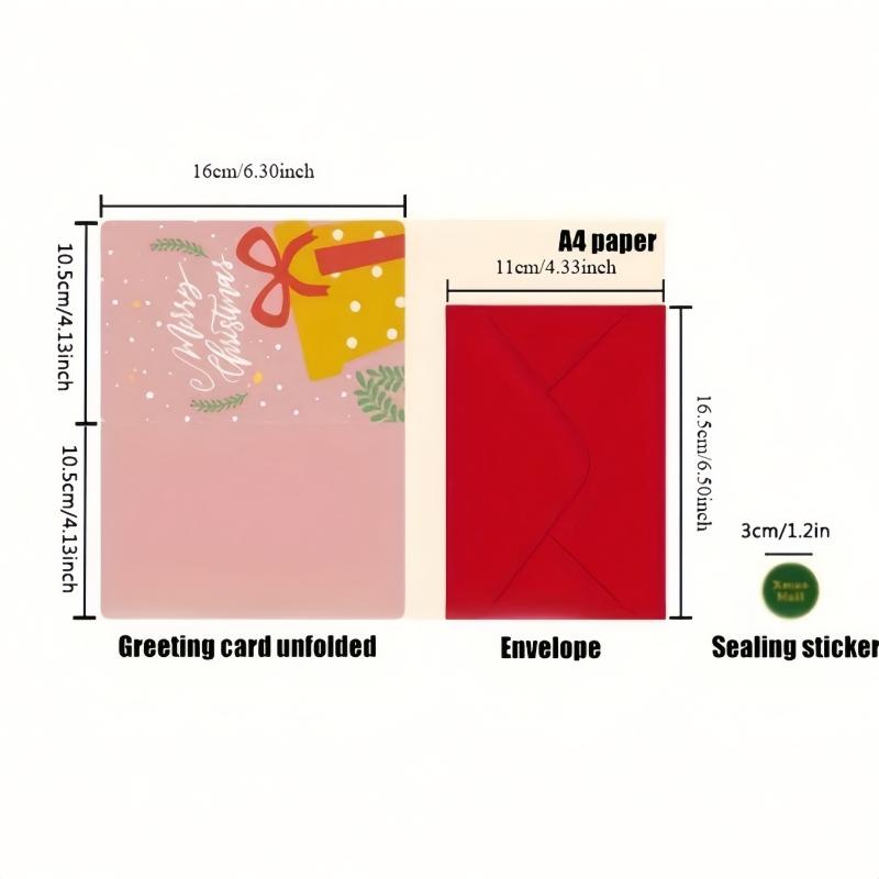 2 шт./набор 3D всплывающих рождественских открыток с конвертом и наклейками-марками - Санта, С днем рождения, Простые поздравительные открытки, Рождественские открытки