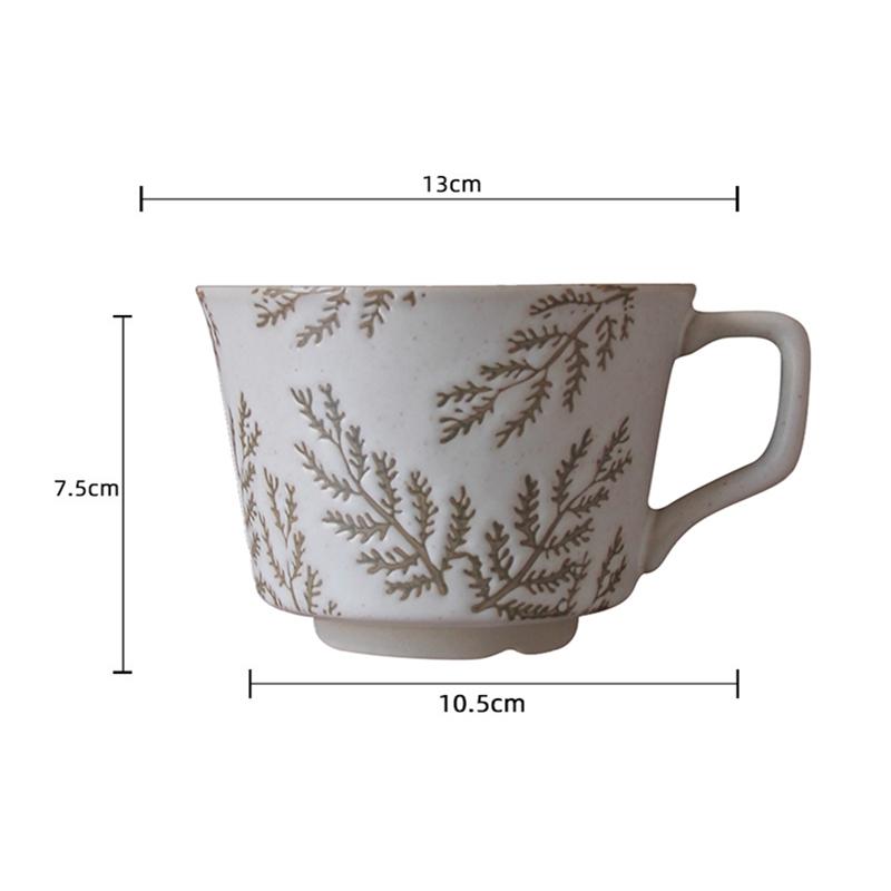 Ceramic Latte Mug Porcelain Coffee Cups with Handle Boho Drinking Cup for Men Women Office Work Daily Use Drinkware Gift