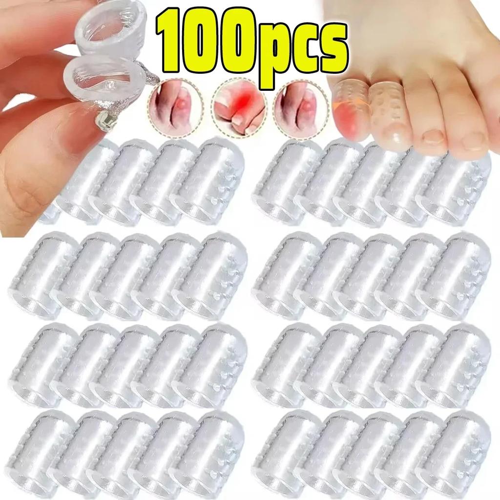 5/100pcs Transparent Silicone Toe Covers Women Gel Little Toes Protector Tube Foot Care Finger Caps Elasticity Prevents Blisters