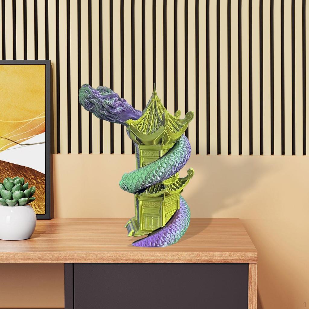 3D-печатная игрушка Swirl Loong, спиральные башни, статуэтка из смолы, подарок на день рождения, настольный декор для стола