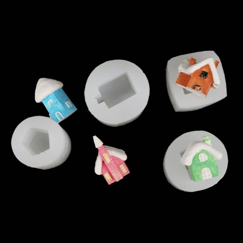 4 шт./Набор 3D Хижина Силиконовая форма Формы для смолы Формы для литья Маленький домик Форма для литья Формы для выпечки своими руками Формы для мыла и свечей ручной работы
