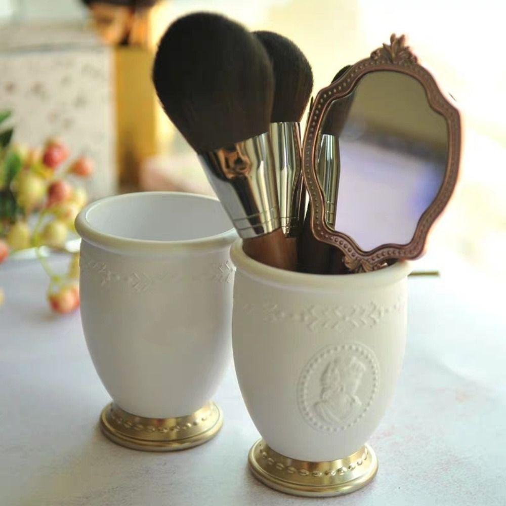 Embossed Portrait Makeup Brush Holder Lipstick Eyebrow Pencil Storage Box Desktop Decor