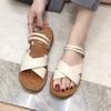 Women Roman Sandal Flats Solid Color Versatile Flat Casual Slipper