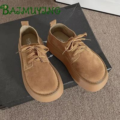 Замшевые туфли на платформе из хлопка, женские кроссовки на плоской подошве, тренд 2025 года, зимние ботинки по щиколотку, фирменные лоферы на шнуровке, повседневные туфли Zapatillas Mujer