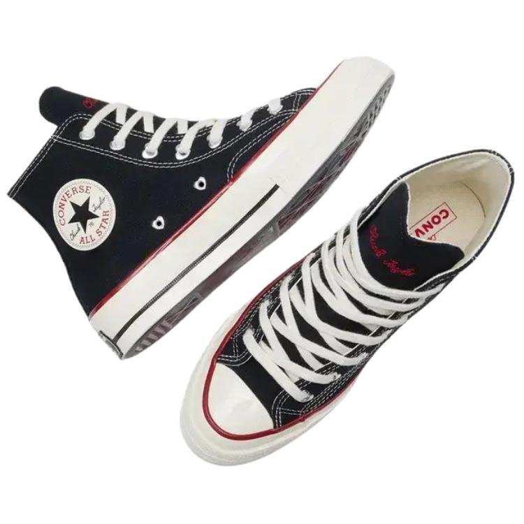 Converse 1970-е Серия Любовь Удобные Классические Высокие Кеды Унисекс Кроссовки Черно-Красные A19061C