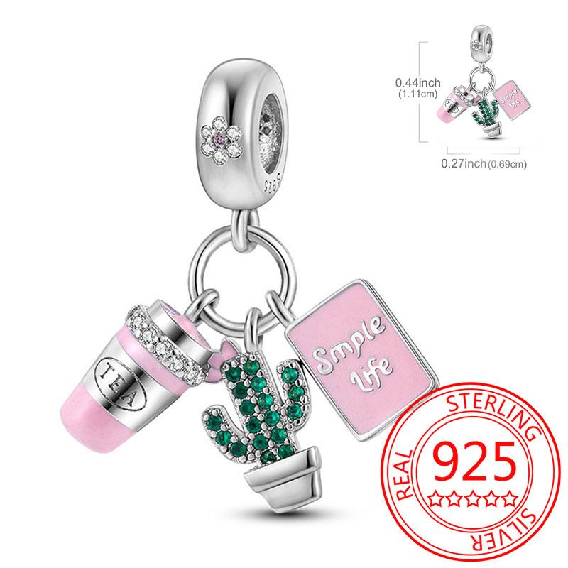 Delicious Food Copper Doughnut Cake Dessert Fruit Fine Wine Bead Pendant Fit Bracelet Necklac Boutique Jewelry Gift