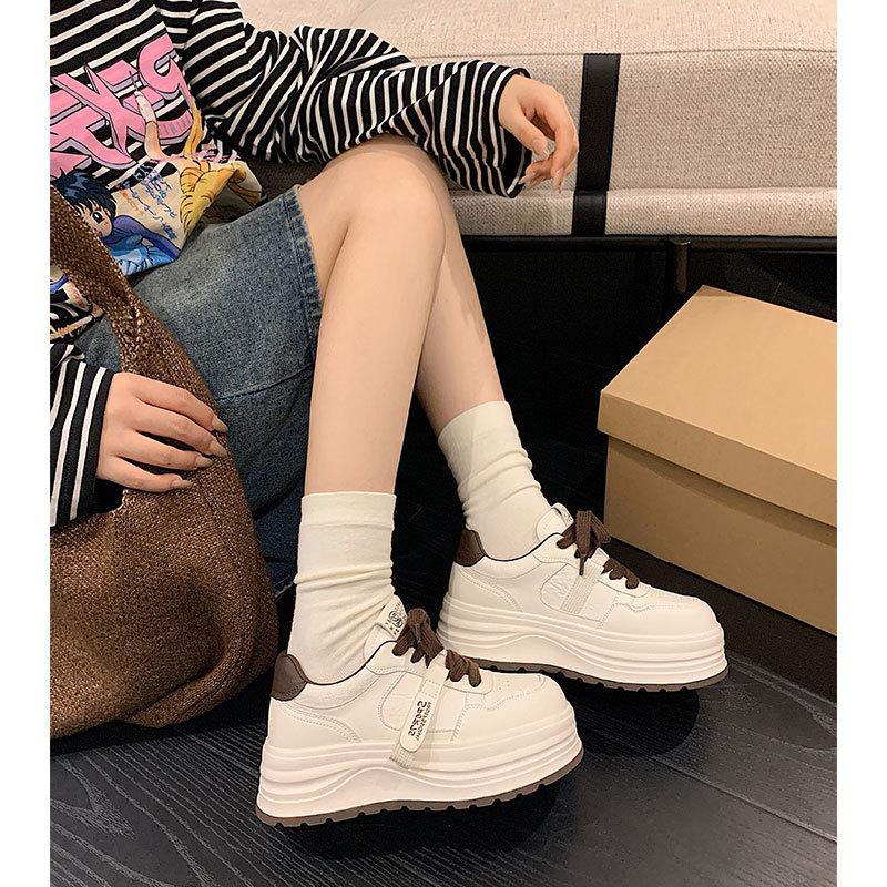 Height increase 5.5CM thick-soled women's 2026 spring new versatile board shoes non-slip casual sports shoes