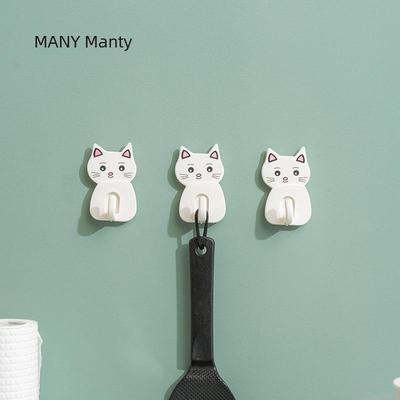 Экологичный бесшовный липкий крючок с мультяшным котом для кухни и спальни