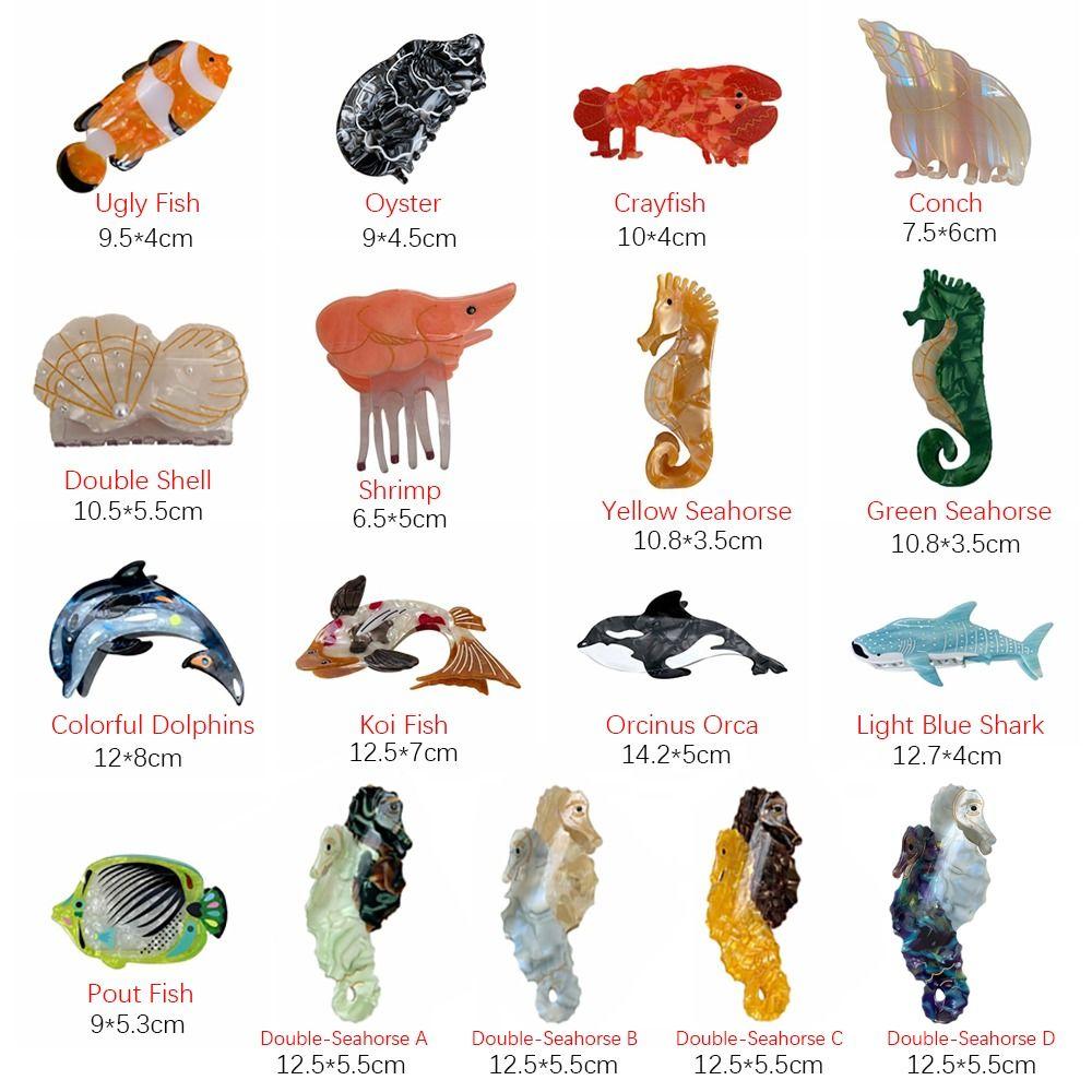 Ацетатный захват для волос серии «Морская биология» Индивидуальный захват для волос из акульего волоса Коготь для путешествий