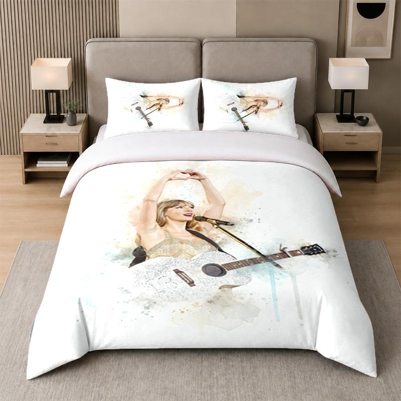3Pcs Bed Set,Taylor Swift 1 Duvet Cover and 2 Pillowcases, Printed Bedding Decor For Guest Room