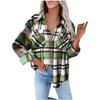Женские клетчатые рубашки с начесом, фланелевая куртка с длинными рукавами и лацканами на пуговицах и карманами, фланелевая куртка, пальто