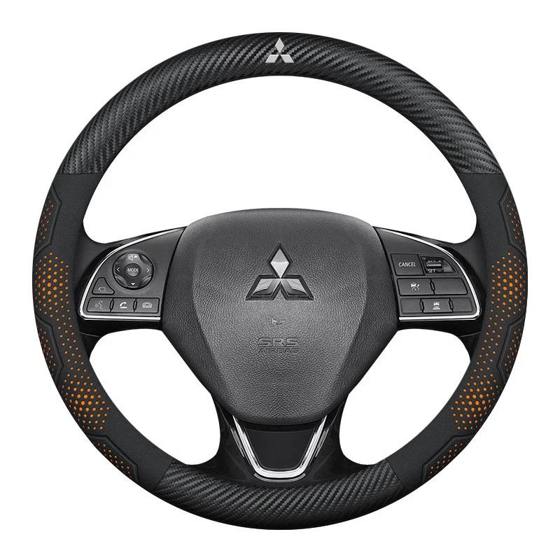 Car Suede Carbon fiber Leather Steering Wheel Cover For Mitsubishi Outlander Pajero Asx Lancer EX Evolution L200 Triton RALLIART